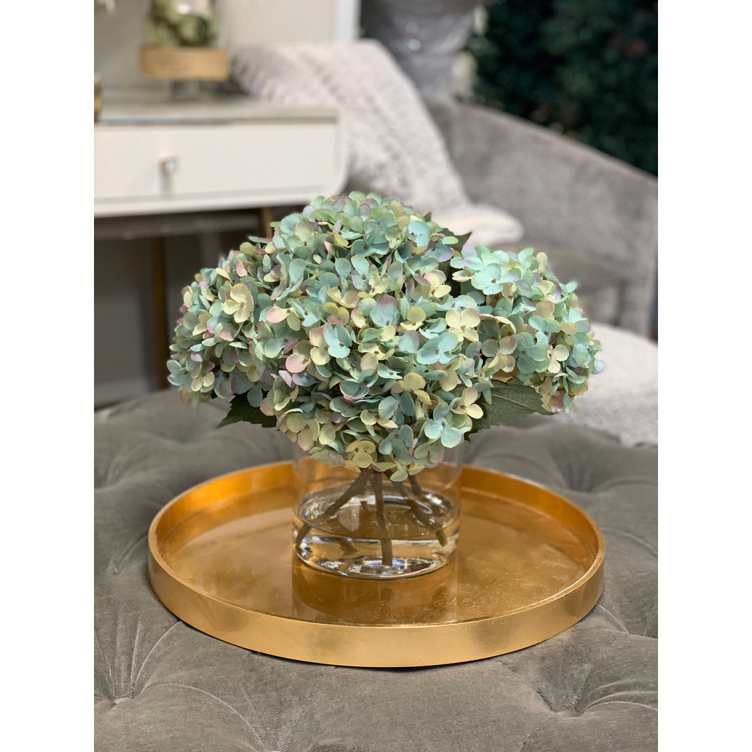 Faux Hydrangea Arrangement in Vase